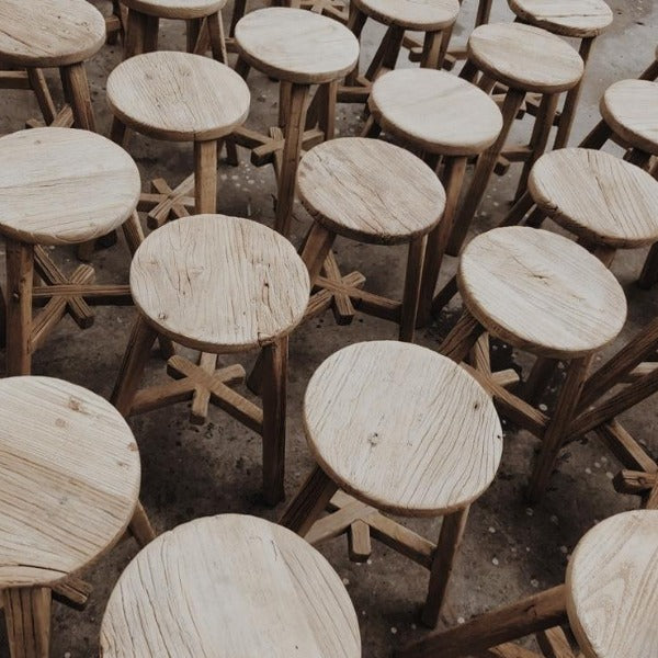Elm Workers Stool - (Round) SECONDS