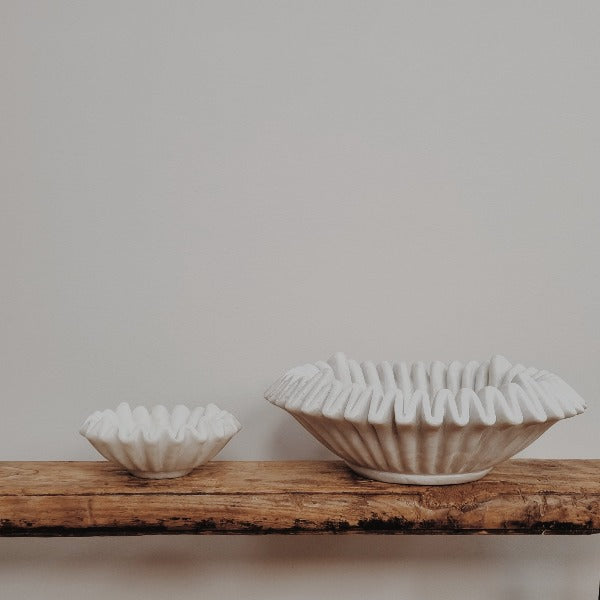 Waved Marble Bowl - White